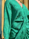 Juno short dress, silkekjole fra Sissel Edelbo - grønn med riddermønster (str S/M) thumbnail