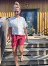 Jeri Linen Shorts, linshorts fra Linenfox - chilli red (få igjen - XS og L/XL) thumbnail