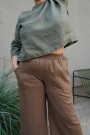 Ocean pants, vid linbukse fra Linenfox - cocoa (vanlig benlengde) thumbnail