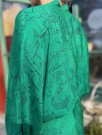 Juno short dress, silkekjole fra Sissel Edelbo - grønn med riddermønster (str S/M) thumbnail