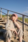 Work jumpsuit, buksedress i lin fra Linenfox - natural grey (1 igjen - str L/XL) thumbnail