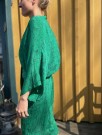Juno short dress, silkekjole fra Sissel Edelbo - grønn med riddermønster (str S/M) thumbnail