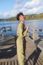 Work jumpsuit, buksedress i lin fra Linenfox - olive (kun str S/M) thumbnail