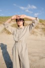 Work jumpsuit, buksedress i lin fra Linenfox - natural grey (str L/XL) thumbnail