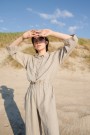 Work jumpsuit, buksedress i lin fra Linenfox - natural grey (1 igjen - str L/XL) thumbnail