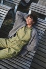 Work jumpsuit, buksedress i lin fra Linenfox - olive (kun str S/M) thumbnail