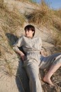 Work jumpsuit, buksedress i lin fra Linenfox - natural grey (1 igjen - str L/XL) thumbnail