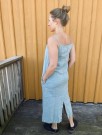 Aurora Linen Dress, linkjole med stropper fra Linenfox - sea green thumbnail