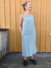 Aurora Linen Dress, linkjole med stropper fra Linenfox - sea green thumbnail