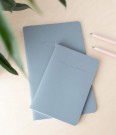 'Make a Mark' notatbok A5, omslag i resirkulert lær - dusty blue thumbnail