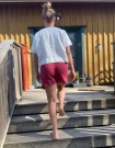 Jeri Linen Shorts, linshorts fra Linenfox - chilli red (få igjen - XS og L/XL) thumbnail