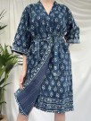 Indigo små blomster - Kantha Kimono bomull fra By Linn Andersen  thumbnail