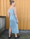 Aurora Linen Dress, linkjole med stropper fra Linenfox - sea green thumbnail