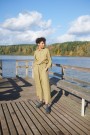Work jumpsuit, buksedress i lin fra Linenfox - olive (kun str S/M) thumbnail