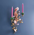 Vegglysestake med fugl, orange/gull/grønn thumbnail