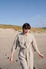 Work jumpsuit, buksedress i lin fra Linenfox - natural grey (str L/XL) thumbnail