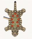 Hvit tiger dekorert med blomster teppe - Large thumbnail