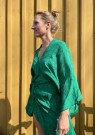 Juno short dress, silkekjole fra Sissel Edelbo - grønn med riddermønster (str S/M) thumbnail