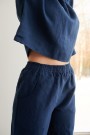 Ocean pants, vid linbukse fra Linenfox -navy blue (+5 CM, EKSTRA LANGE BEN) (1 igjen str XS) thumbnail