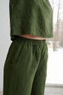 Ocean pants, vid linbukse fra Linenfox - forest green (vanlig benlengde)  thumbnail