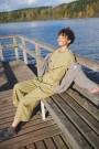 Work jumpsuit, buksedress i lin fra Linenfox - olive (kun str S/M) thumbnail
