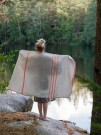 USVA - Badehåndkle i 100% lin fra Lapuan Kankurit, natur og orange  thumbnail