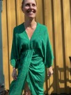 Juno short dress, silkekjole fra Sissel Edelbo - grønn med riddermønster (str S/M) thumbnail