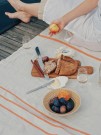 USVA - Badehåndkle i 100% lin fra Lapuan Kankurit, natur og orange  thumbnail