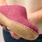 Tøffel/slip-in med skinnsåle fra Glerups, Cranberry  thumbnail