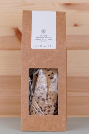 KNEKKEBRØD med havsalt og linfrø fra Add Wise, 100g, økologisk