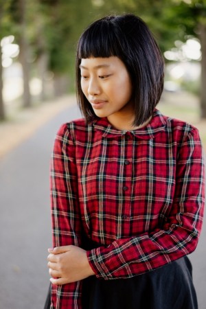 Son de flor, Peter Pan Collar Shirt, Red Tartan (1 igjen i str S)
