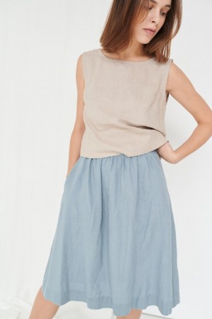 Laura skirt, linskjørt fra Linenfox - sea green (1 igjen - str XS)