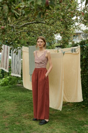 Brenna pants - vid linbukse fra Linenfox - terracotta 