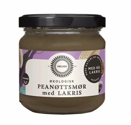 Helios peanøttsmør med lakris 180 g (BF: 16.09.23)