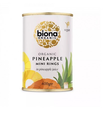 Biona mini ananasringer i ananasjuice, 400g, økologisk