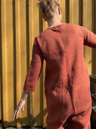 Martin jumpsuit, buksedress fra Linenfox - Terracotta