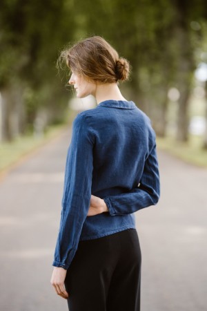 Peter Pan Collar Shirt, Denim