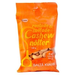 Salte og ristede cashewnøtter, økologiske 100g