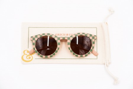 Unisex solbriller til voksne fra Grech & Co - Checks Laguna + Wheat - Kommer!!