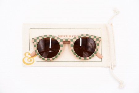 Unisex solbriller til voksne fra Grech & Co - Checks Laguna + Wheat 