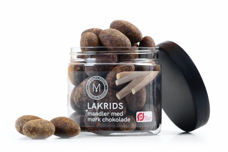 Mandler med mørk sjokolade og lakris 100g