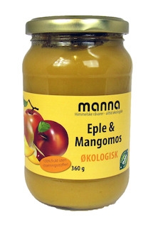 Eple- og mangopuré u/sukker, økologisk fra Manna, 360 g (Best før: 30.06.22)