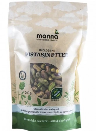 Pistasjnøtter, 200 g, økologisk, Manna