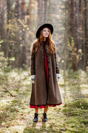 Garden Coat, Wool, Brown