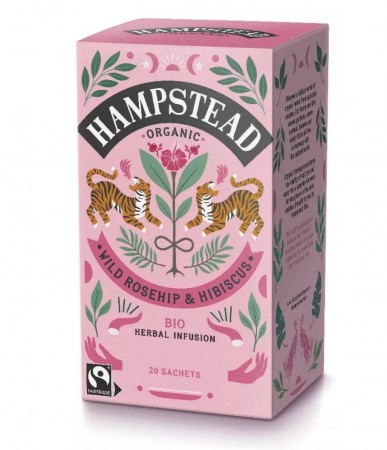 Wild Rosehip & Hibiscus te, 20 poser, økologisk fra Hampstead Tea