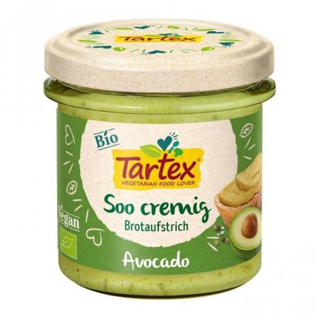 Avocado vegetarpålegg fra tartex, 135g, økologisk og vegansk.