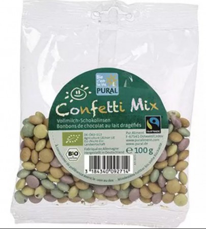 Økologisk sjokolade confetti mix fra Pural, 100g 