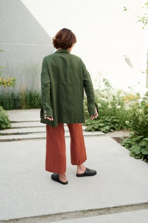 Ocean pants, vid linbukse fra Linenfox - terracotta (vanlig benlengde)
