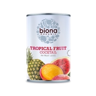 Tropisk frukt i fruktjuice, økologisk fra Biona, 400 g