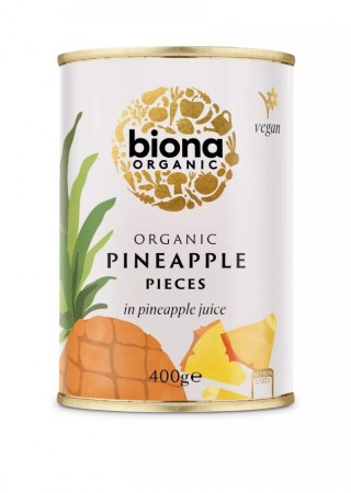 Biona ananasbiter i ananasjuice, 400g, økologisk